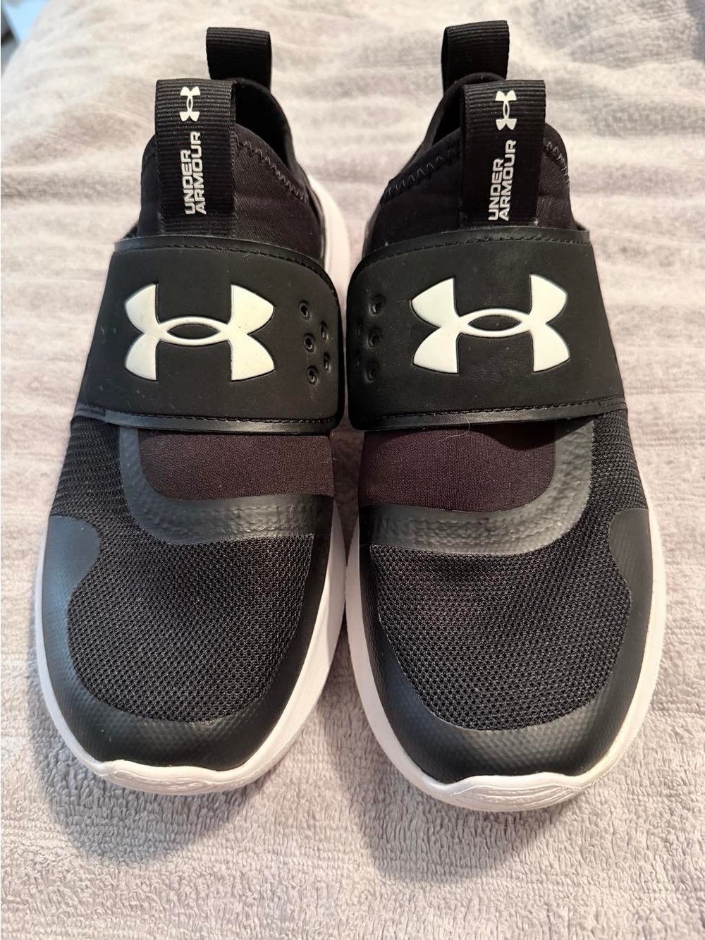 Under Armour Kids Black and White Slip-On Athletic Sneakers